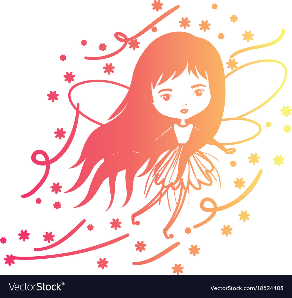 Girly fairy flying with wings and long hair Vector Image