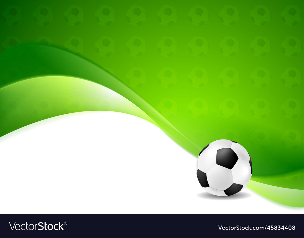 Green wavy soccer texture background with ball Vector Image