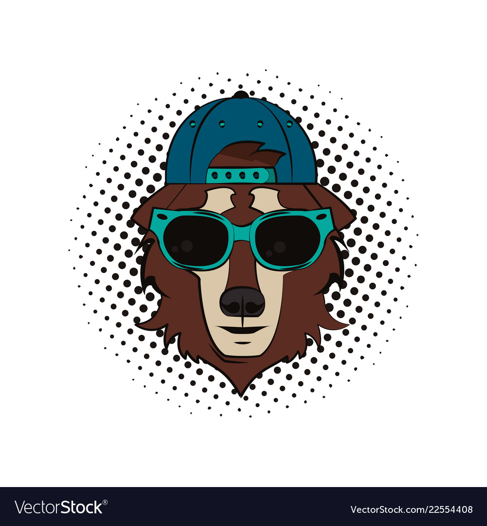 Hipster wolf cool sketch Royalty Free Vector Image