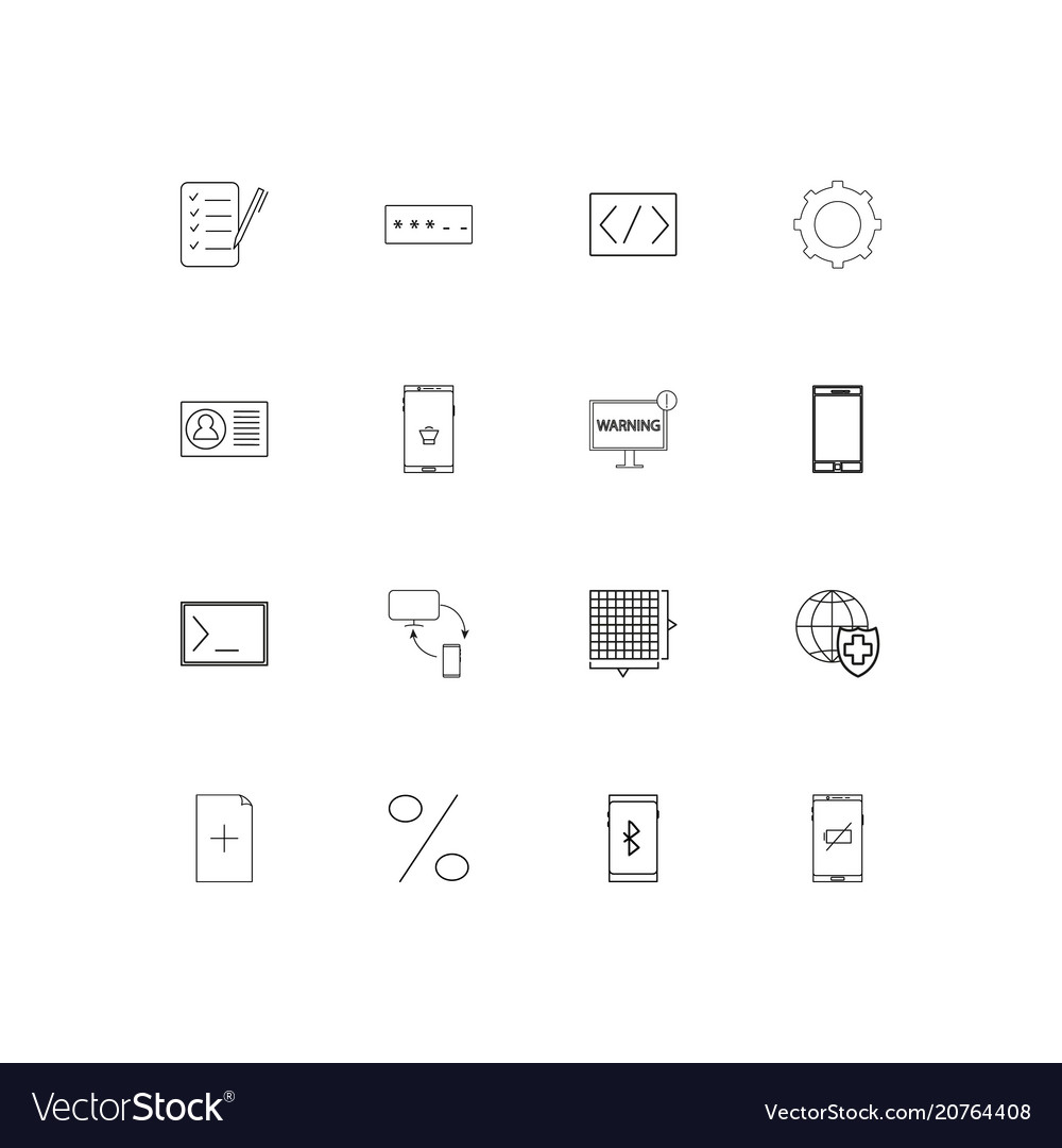 Internet technologies linear thin icons set