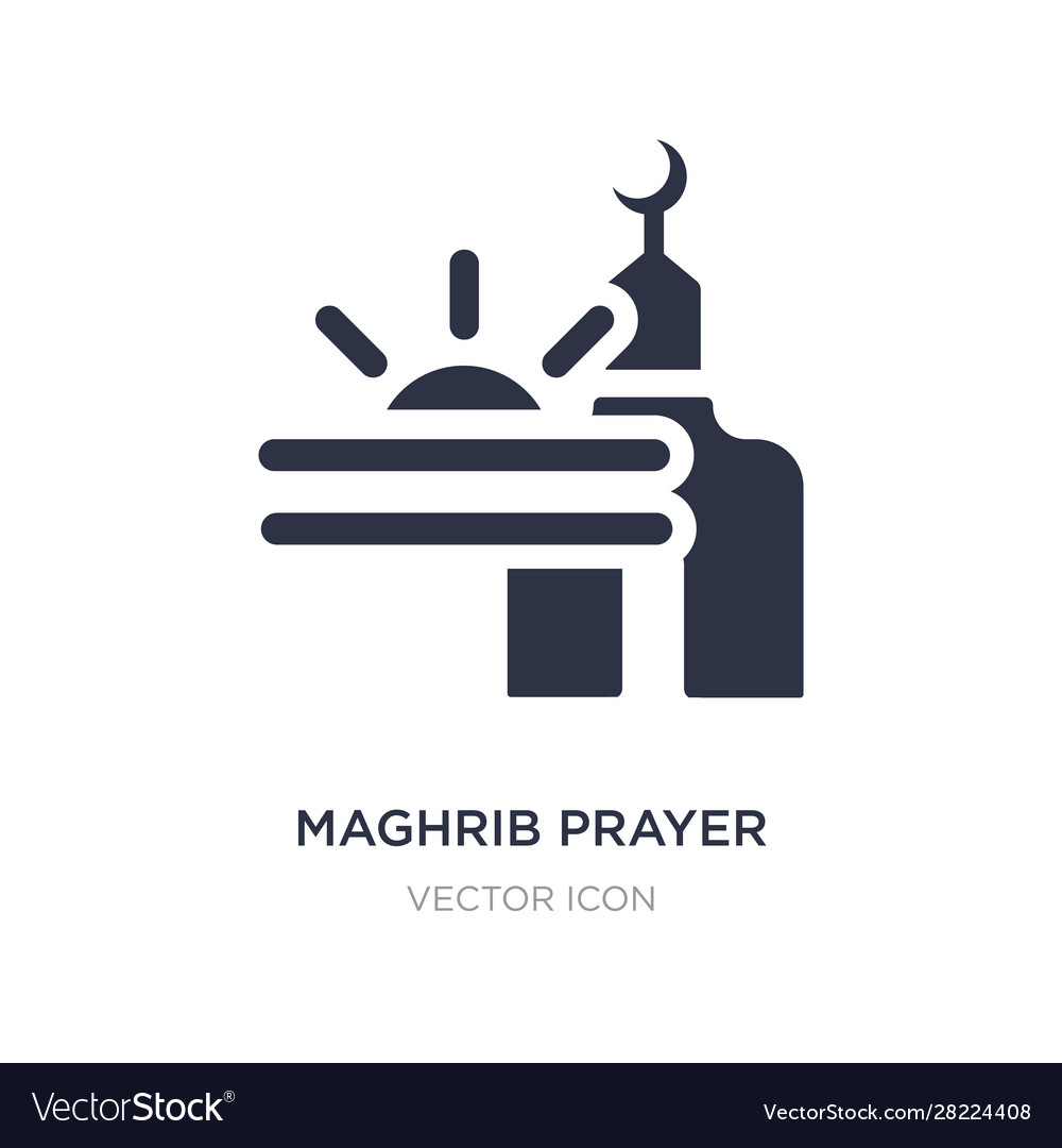 Maghrib prayer icon on white background simple