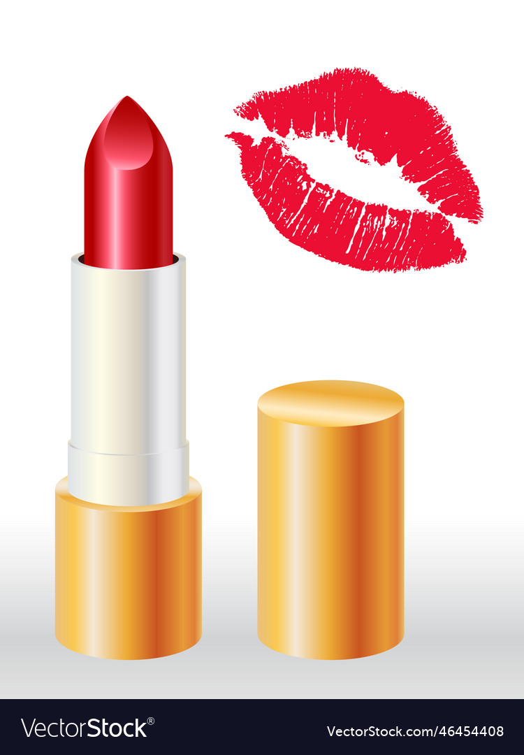 Red lipstick and kiss Royalty Free Vector Image