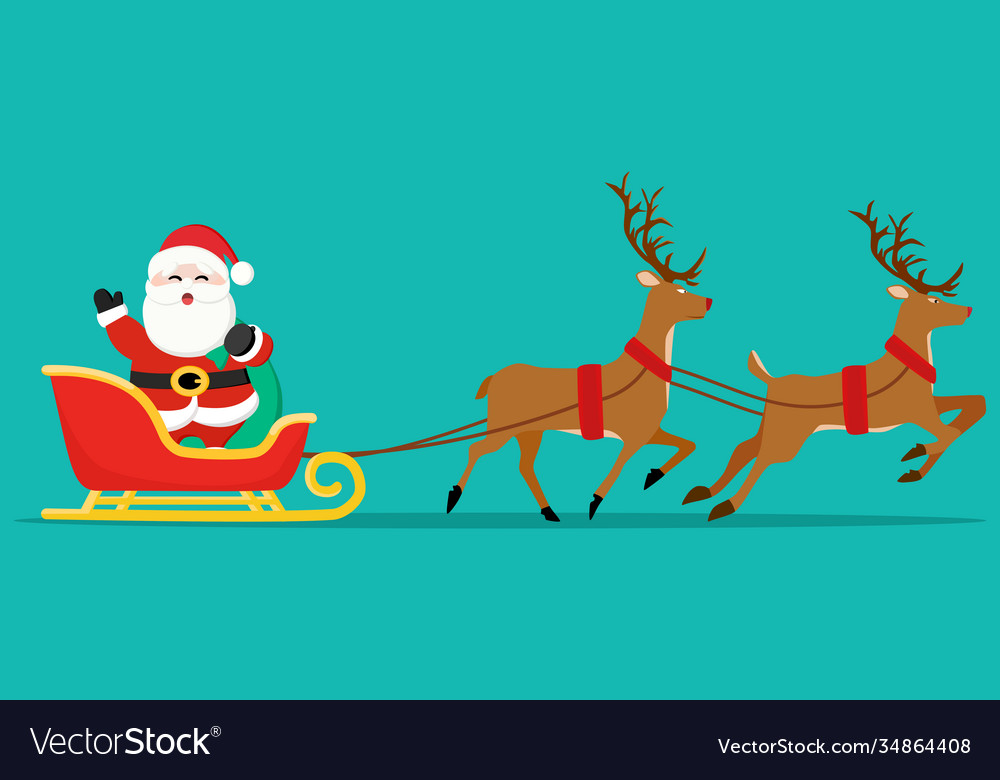 Santa claus flying in sleigh with gifts Royalty Free Vector