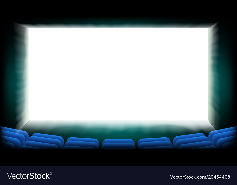 Screen movie cinema hall with blue