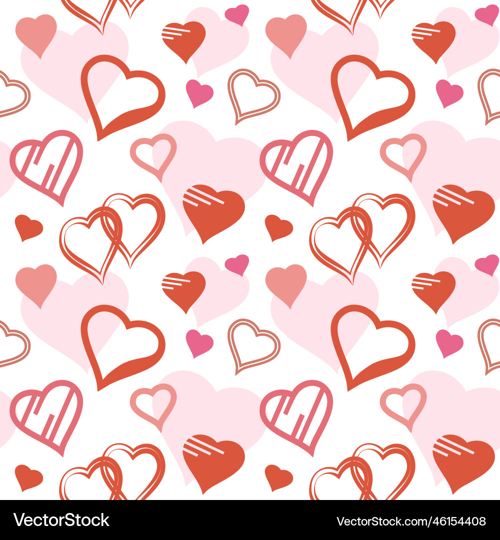 Seamless pattern with red hearts Royalty Free Vector Image