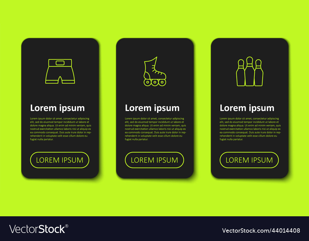 Set line boxing short roller skate and bowling Vector Image