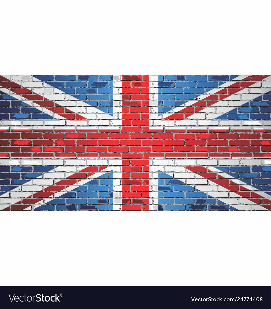 Shiny flag great britain on a brick wall