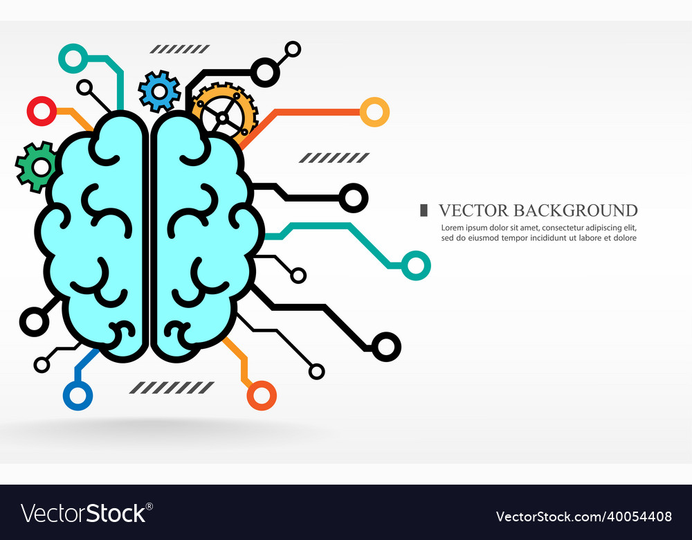 Technology brain icon white background