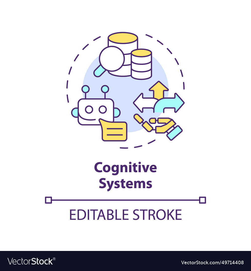 Thin line simple colorful cognitive systems icon