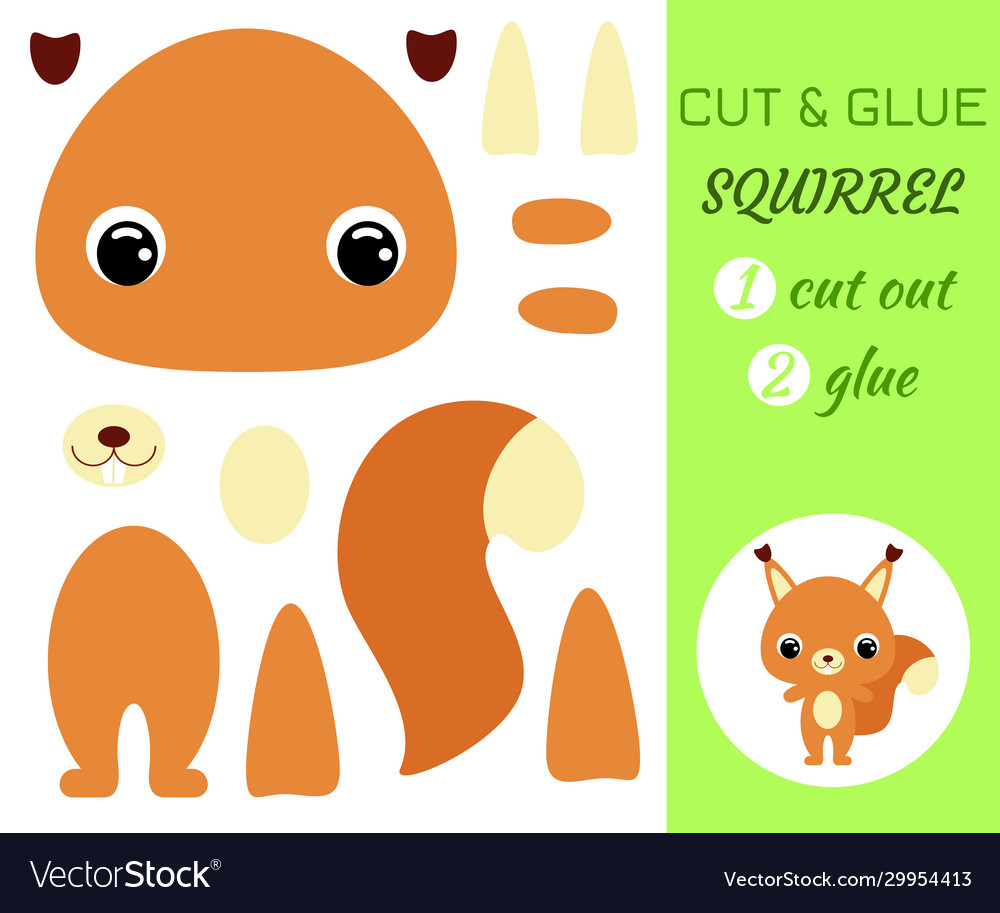 Cut and glue squirrel educational paper game