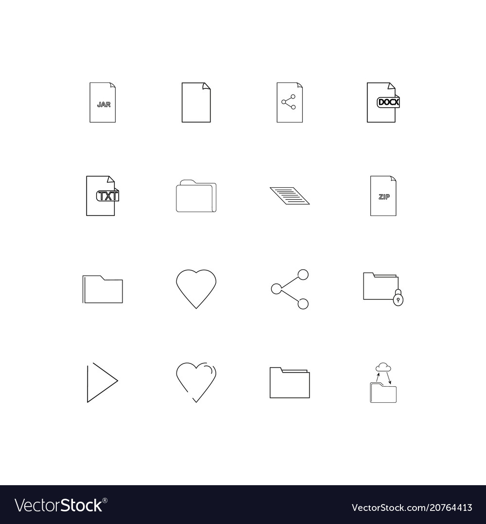 Files and folders sign linear thin icons set