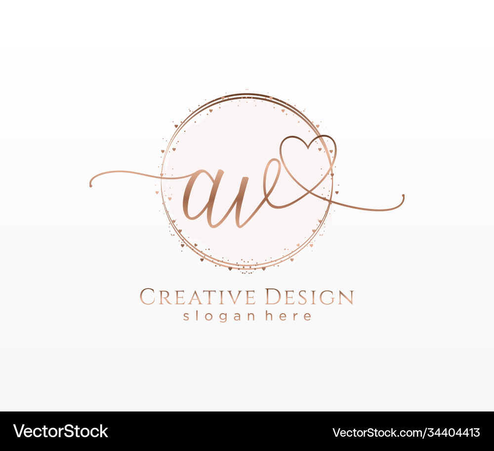 Initial av handwriting logo with circle template Vector Image