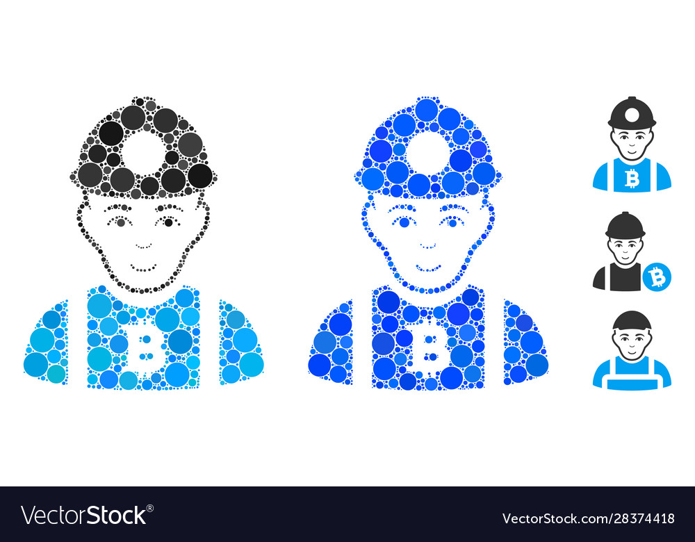 Bitcoin miner composition icon round dots