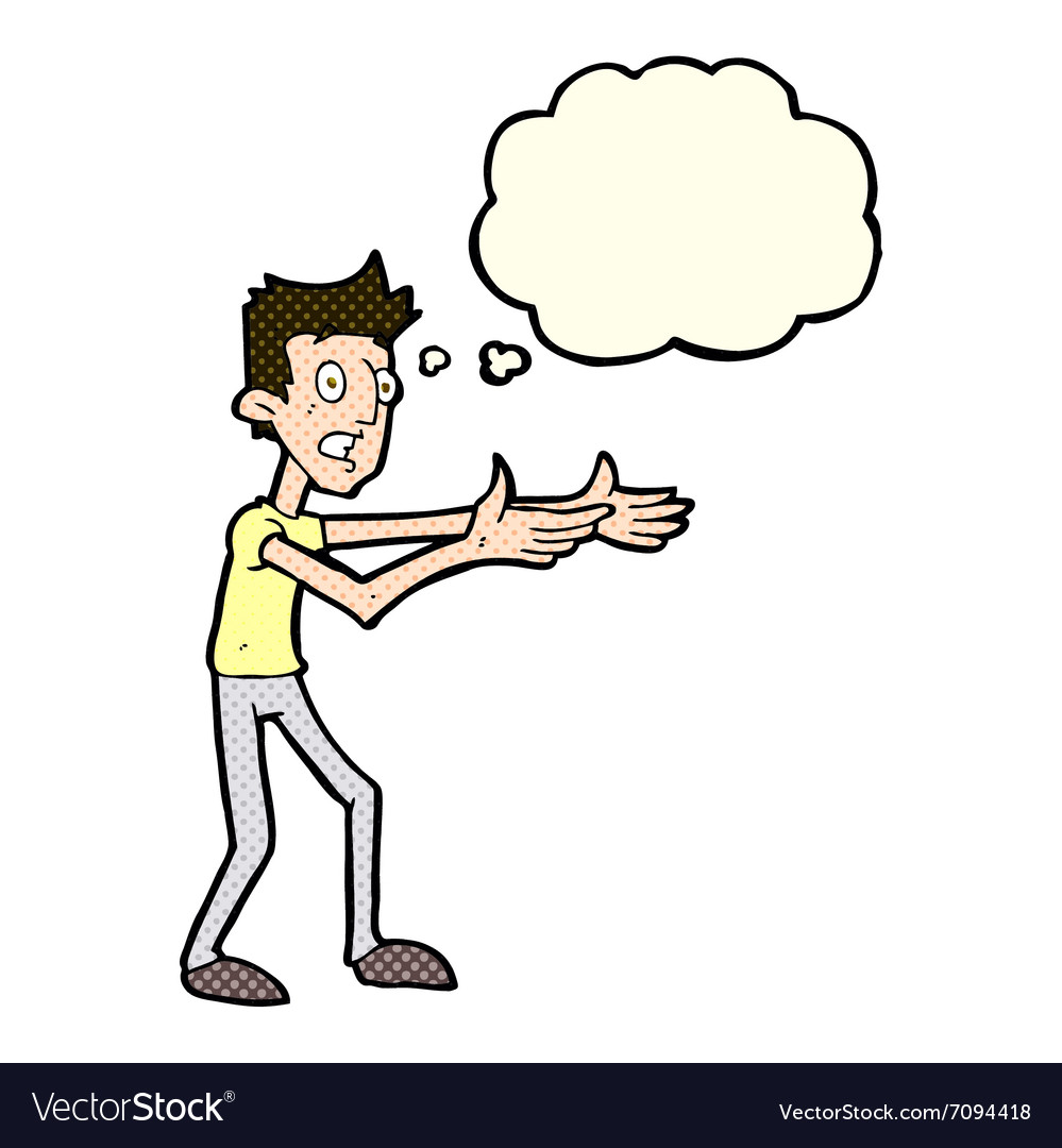 Cartoon man desperately explaining with thought Vector Image