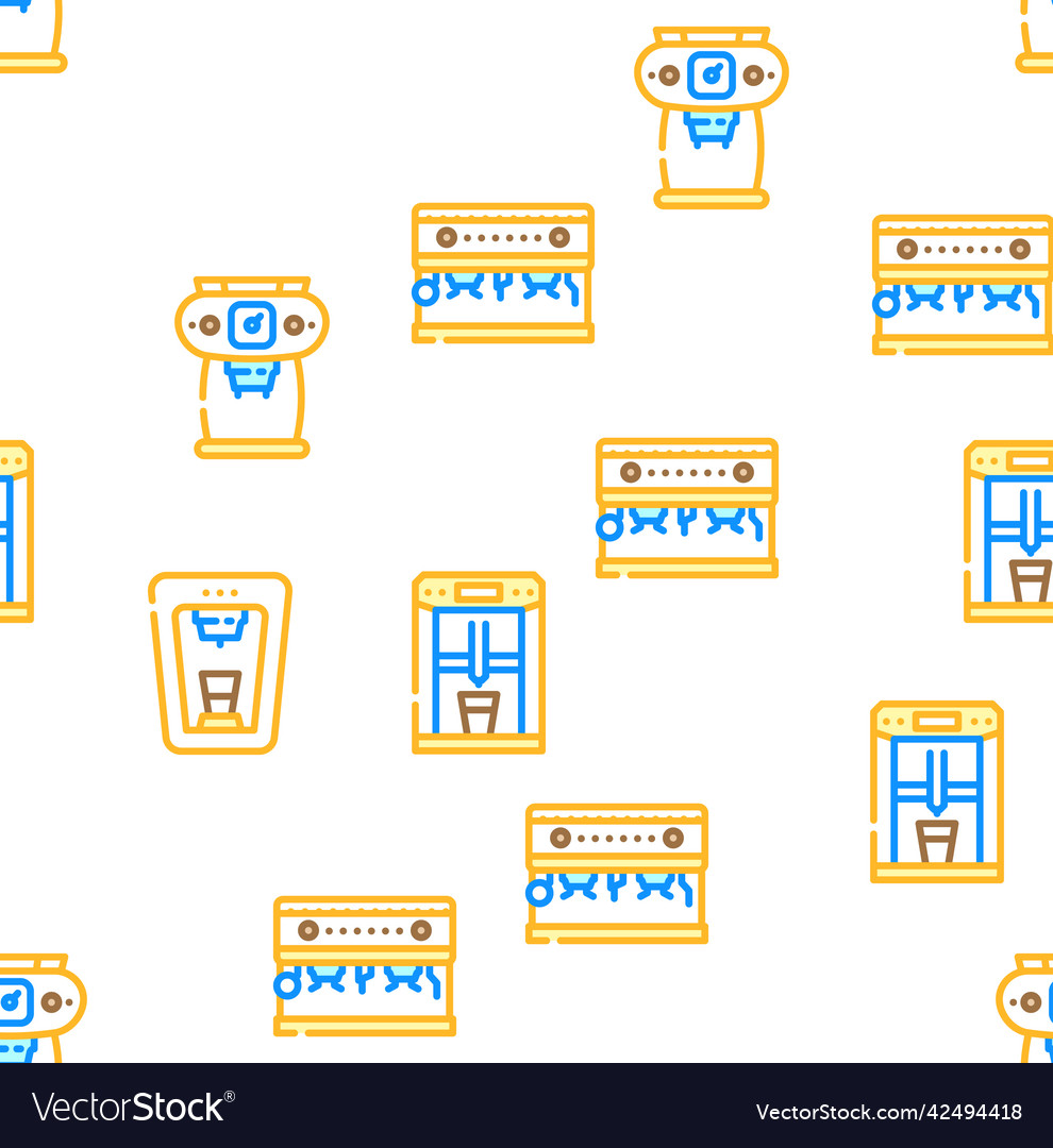 Coffee machine barista equipment icons set