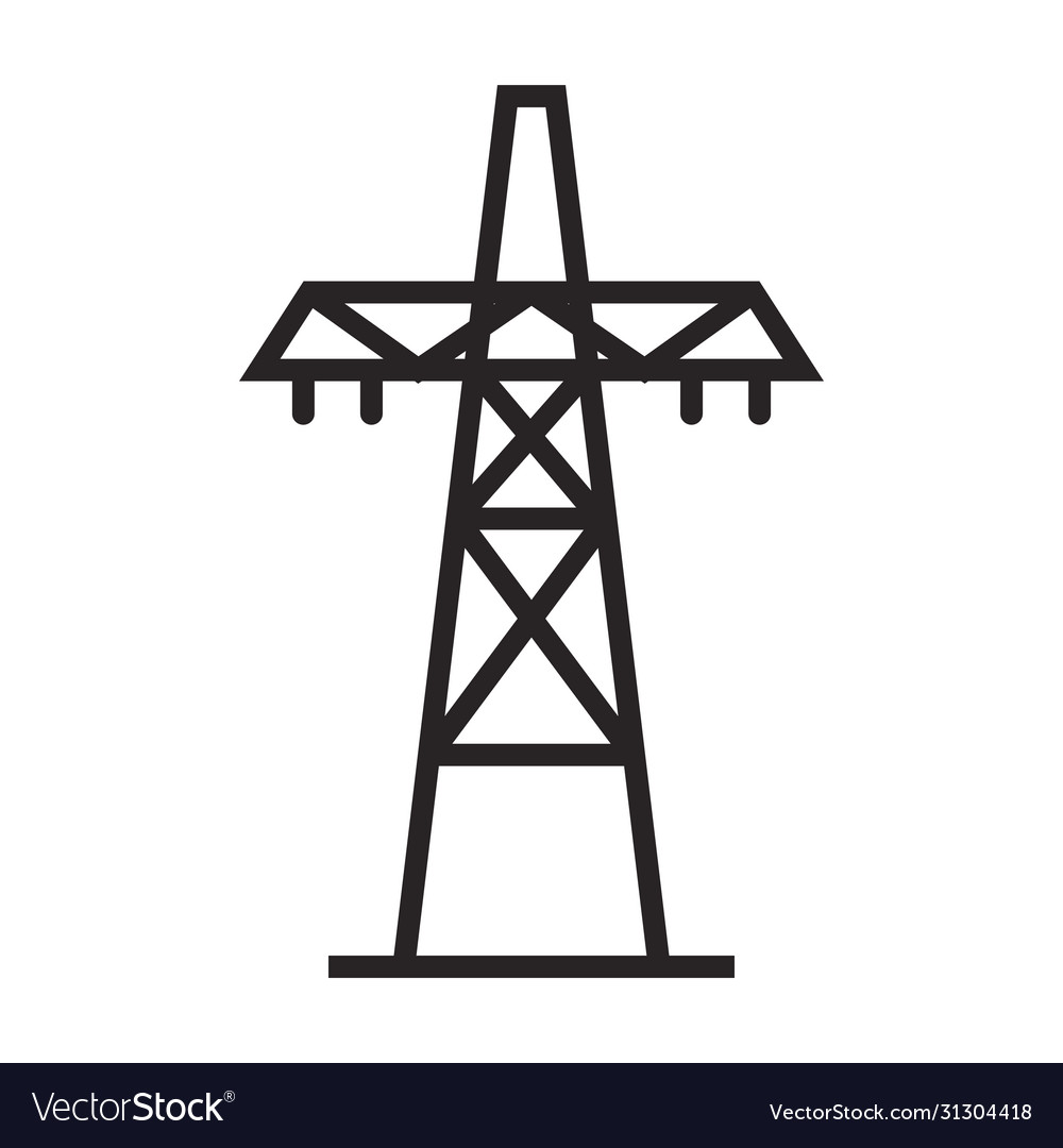 Electric Poles Iconblack Icon Royalty Free Vector Image