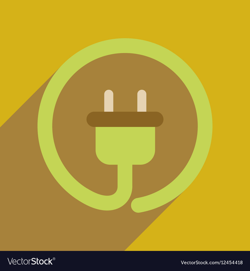 Flat web icon with long shadow power socket