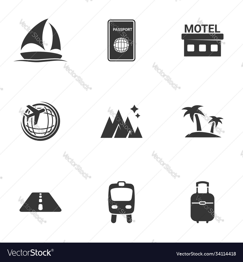 Icons for theme travel and tourism