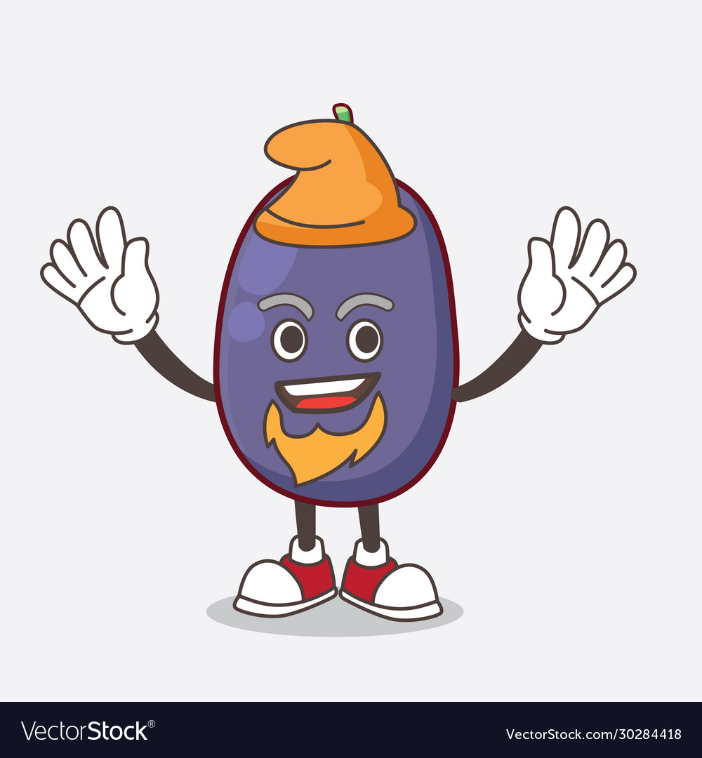 Java plum cartoon mascot character performed Vector Image