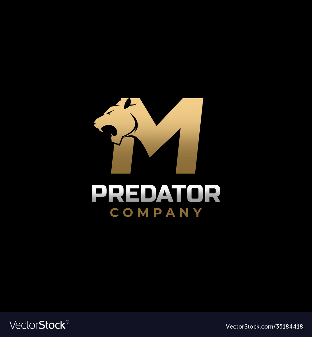 Letter m tiger predator logo design Royalty Free Vector