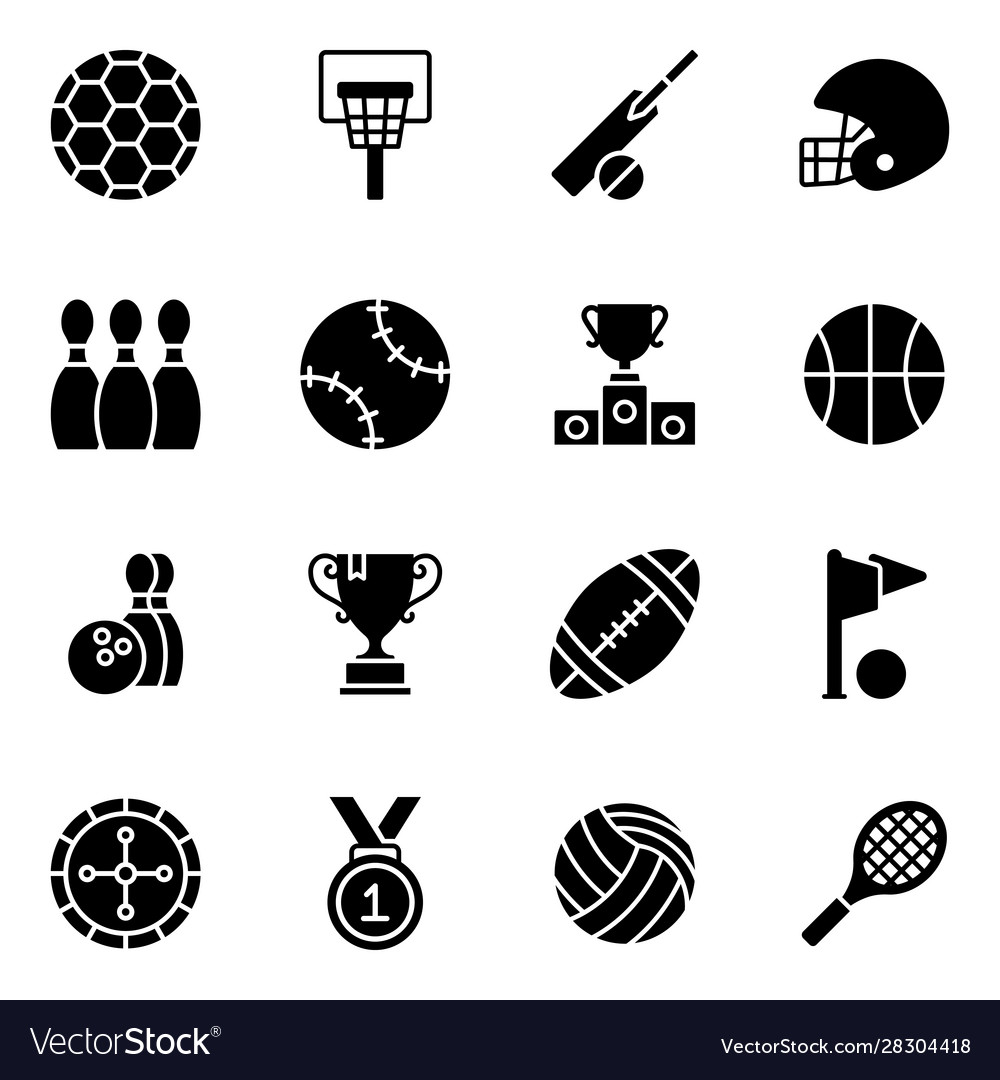 Pack sports solid icons Royalty Free Vector Image