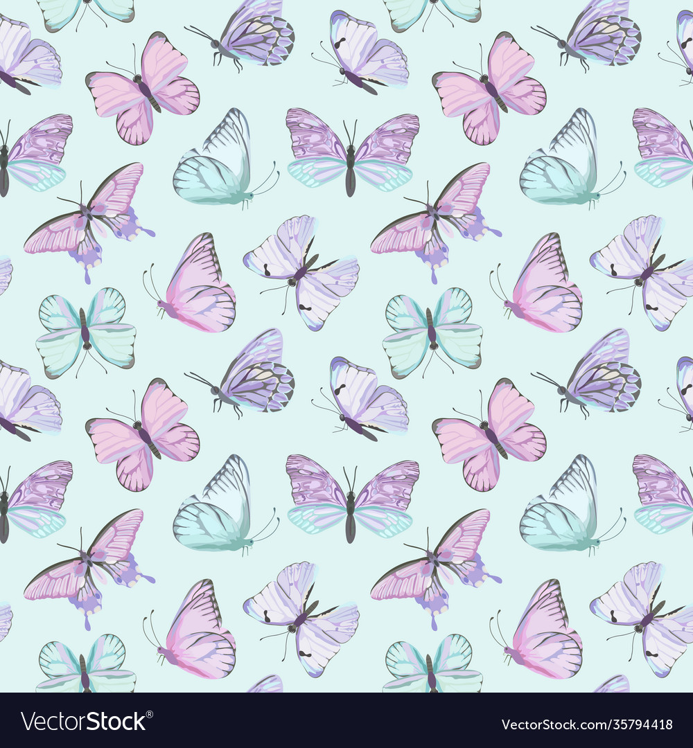 Seamless butterfly watercolor pattern Royalty Free Vector