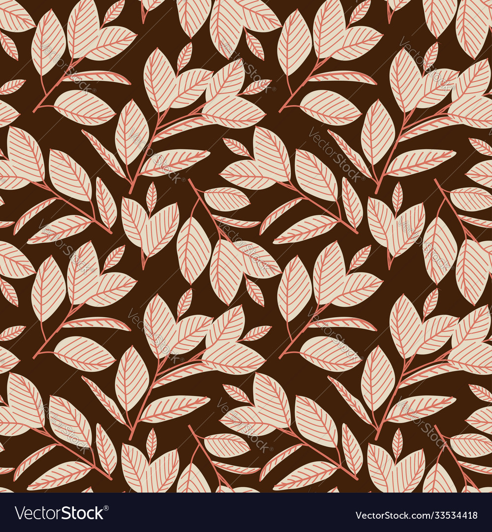 Seamless pattern with forest berries and leaves