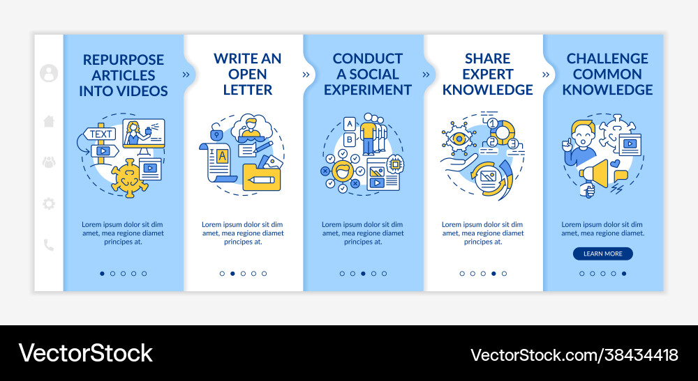 Shareable content methods onboarding template Vector Image