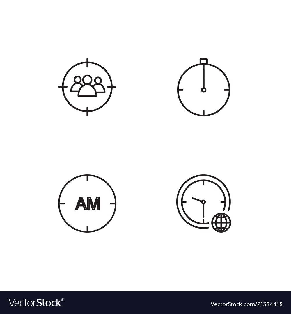 Time linear icons set simple outline