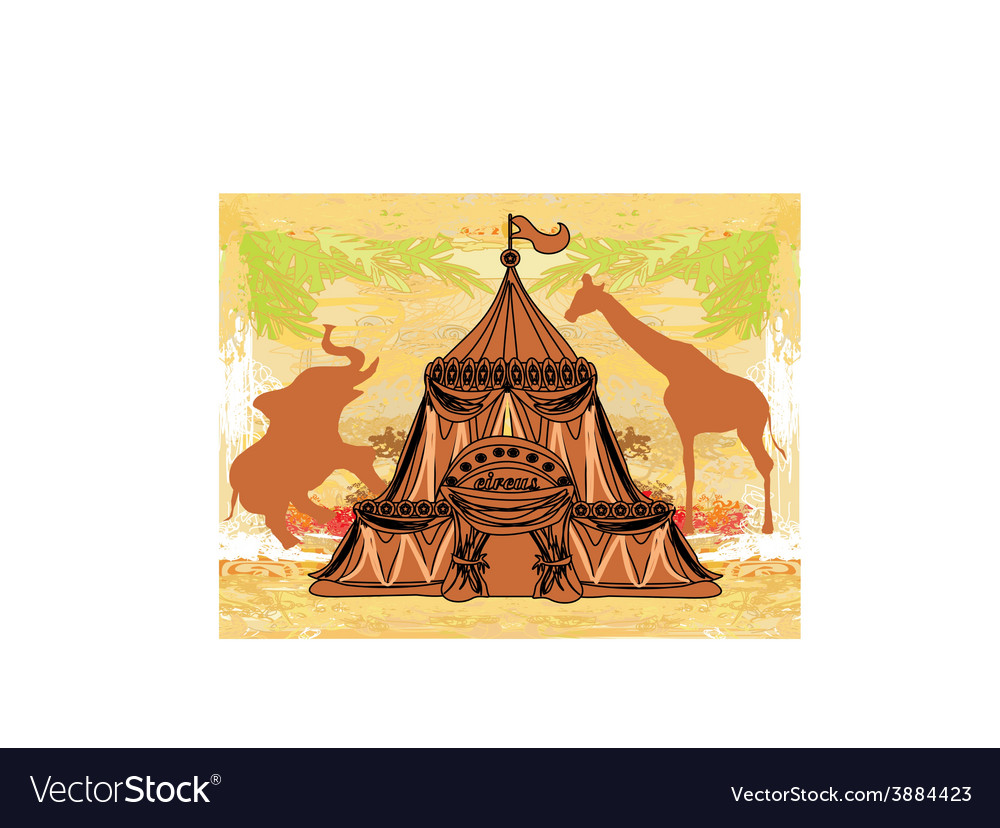 Abstract grunge card with the circus and animals