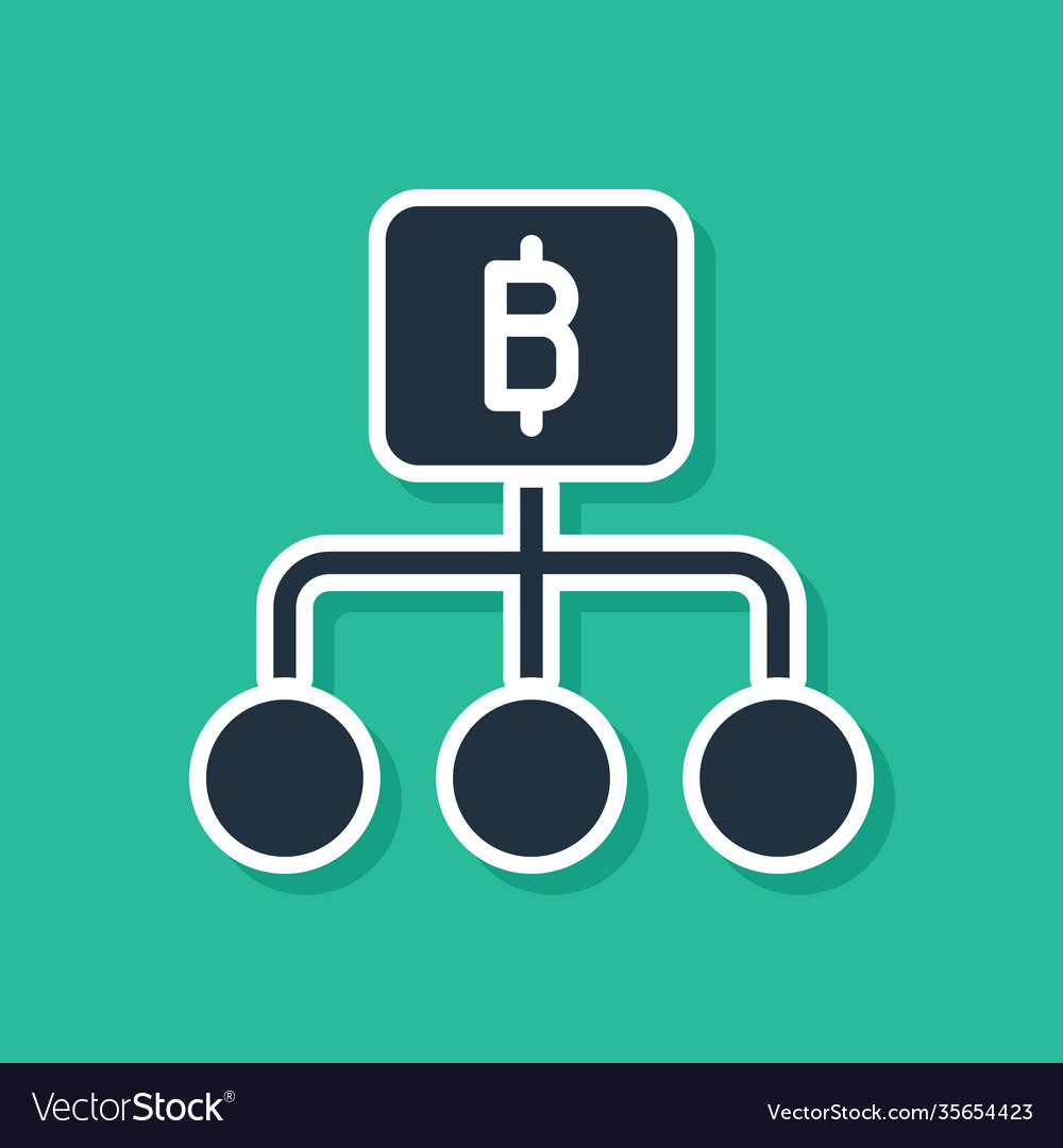 Blue blockchain technology bitcoin icon isolated