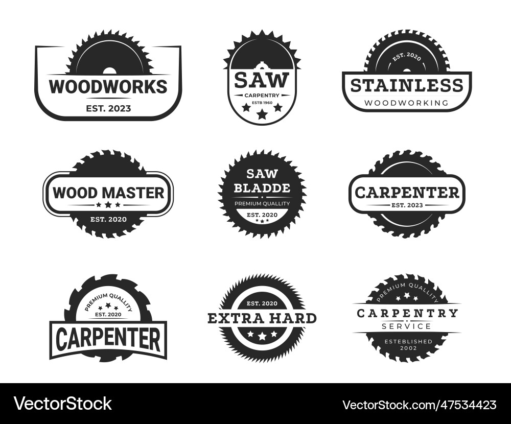 Circular saw carpentry logo industrial blade Vector Image