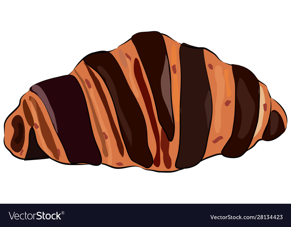 Croissant with chocolate isolated on white