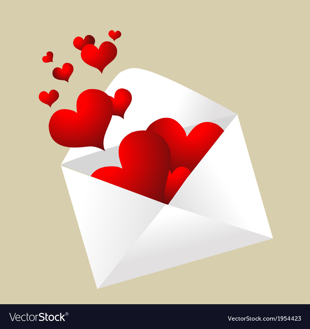 Envelope with hearts coming out