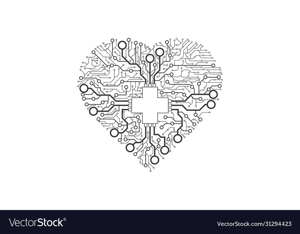 Heart shape with circuit pattern