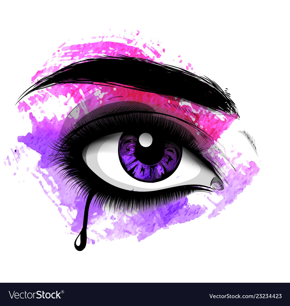 Eye with tears Royalty Free Vector Image - VectorStock