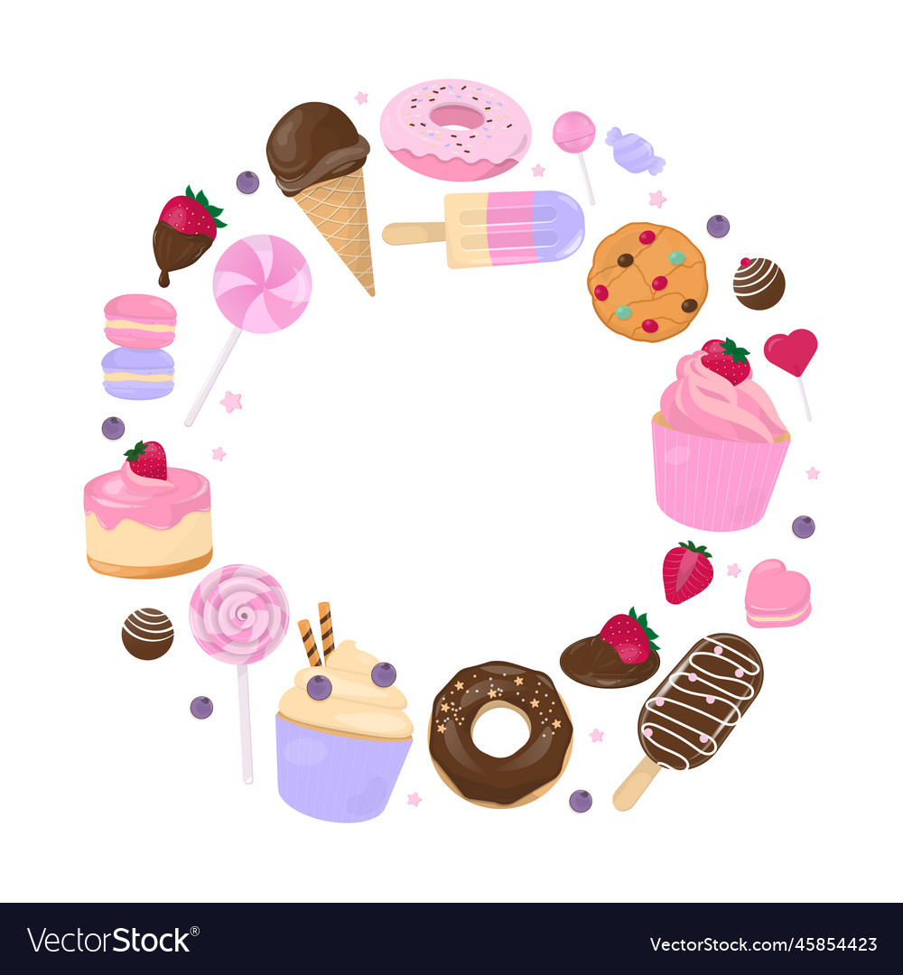 Pasel dessert and sweets banner Royalty Free Vector Image