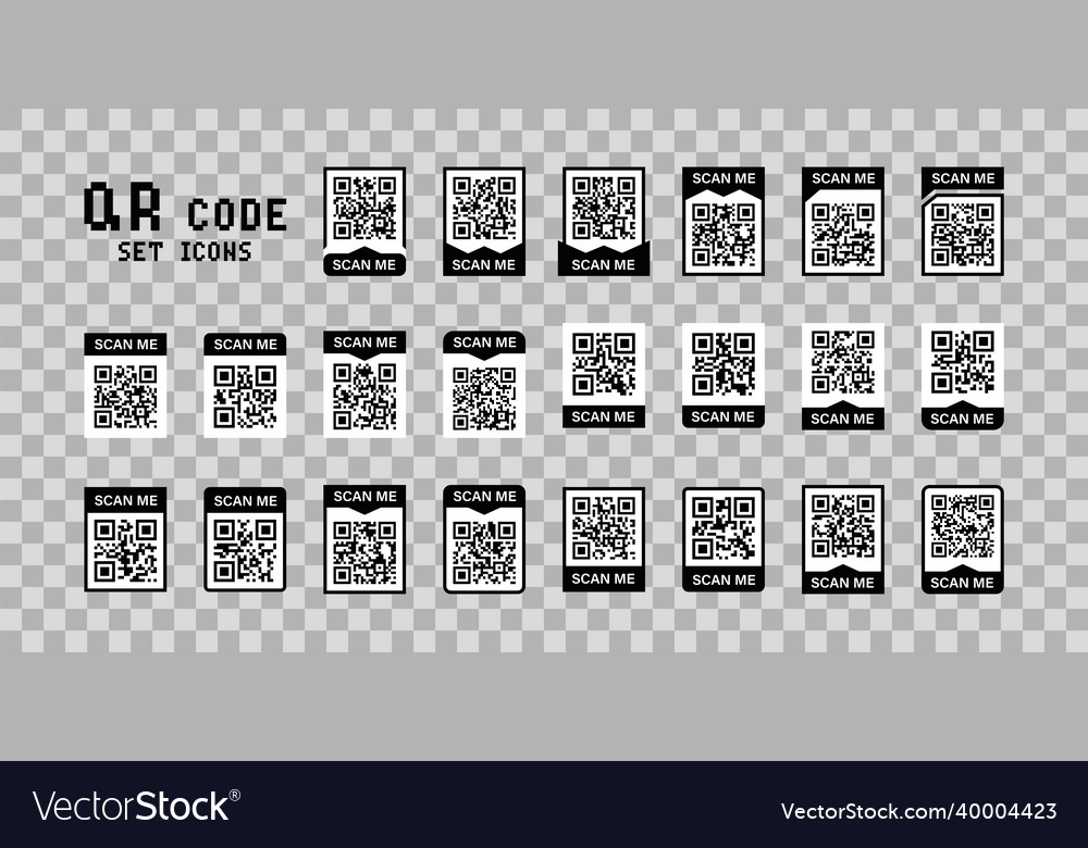 Qr code scan me set icons for mobile device vector image Qr code scan me set icons for mobile device