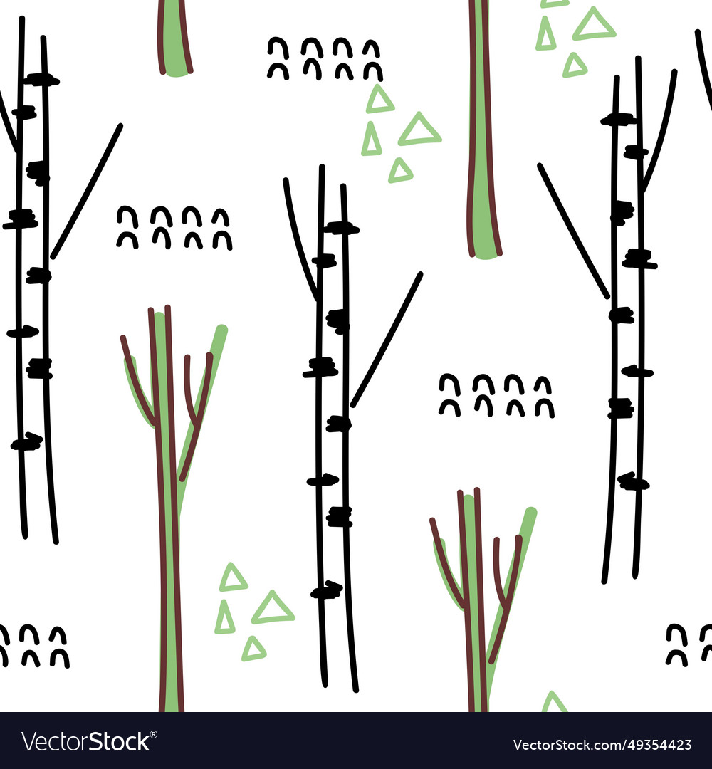 Seamless pattern with birch trees Royalty Free Vector Image