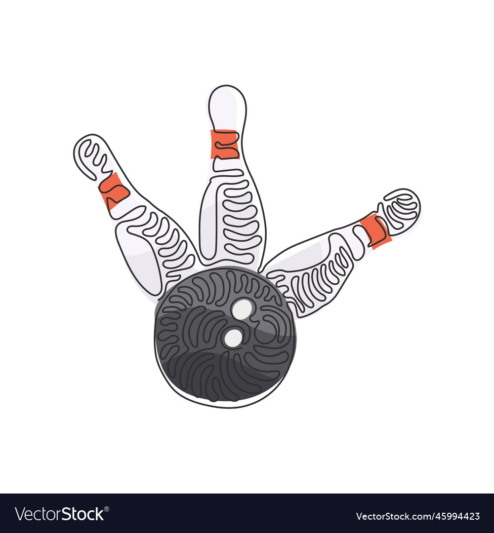 Single continuous line drawing bowling ball Vector Image