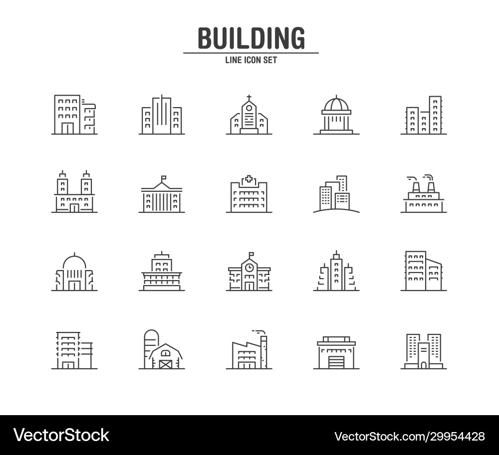 Building and real estate line icons Royalty Free Vector