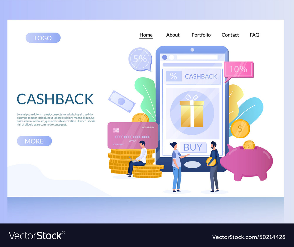 Cashback website landing page design template