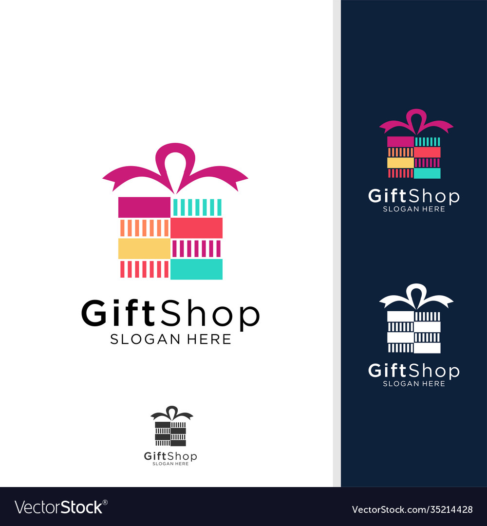 Gift shop logo design concept template Royalty Free Vector