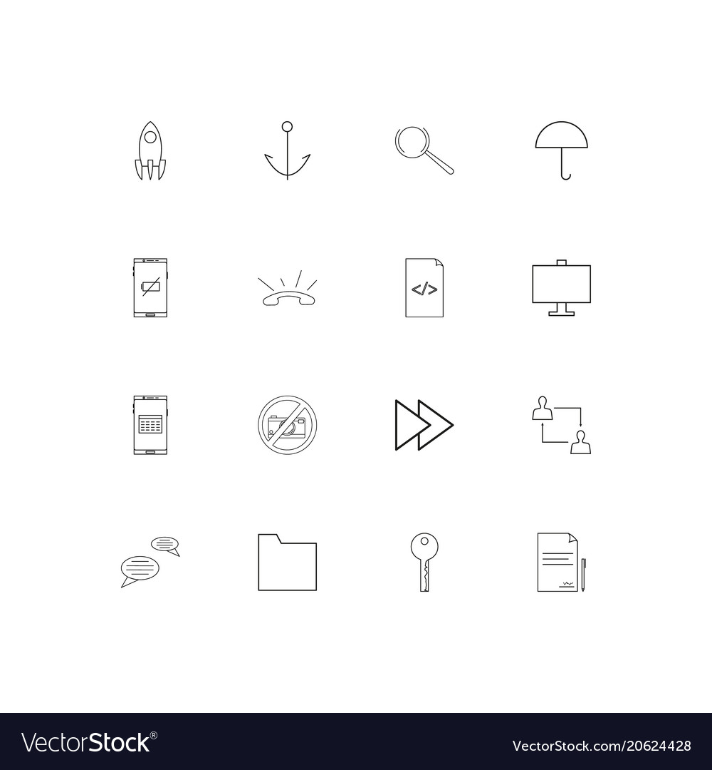 Web and text simple linear icons set outlined