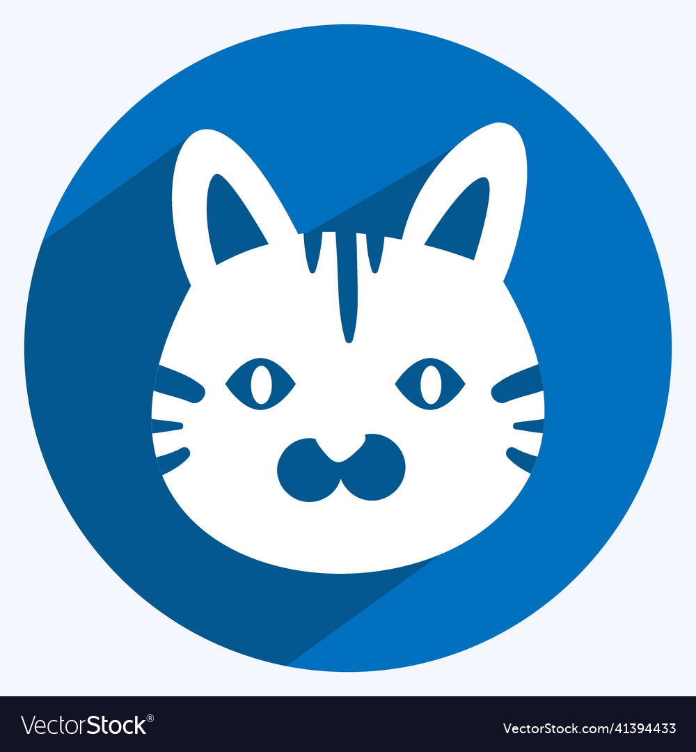 Cat face icon in trendy long shadow style Vector Image