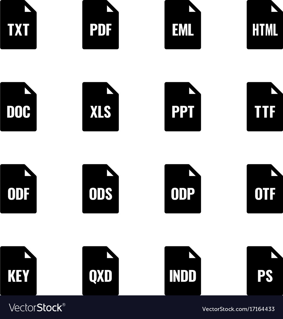 File type icons - texts fonts and page layout