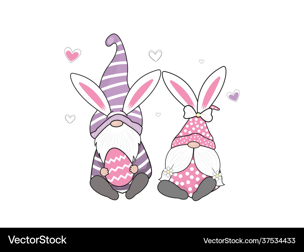Haapy easter bunnies and egg Royalty Free Vector Image