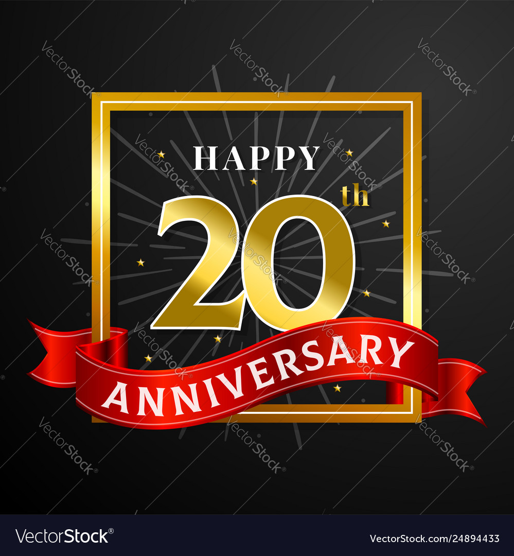 Happy 20th Anniversary Background Design Black Vector Image