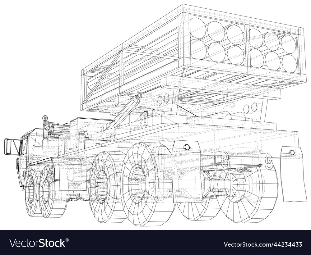 Mobile missile system the layers of visible Vector Image