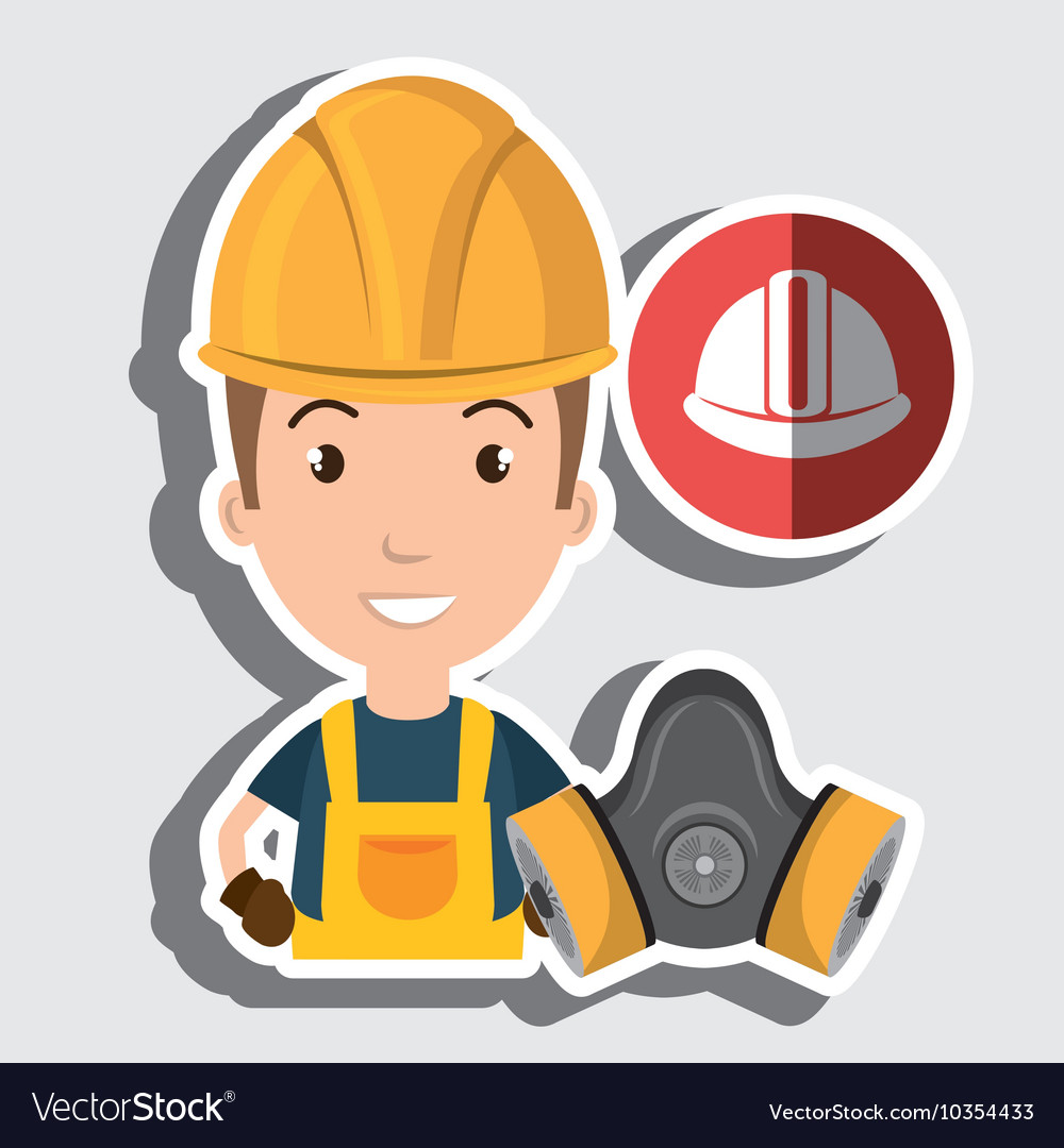 Worker Helmet Mask Gas Royalty Free Vector Image